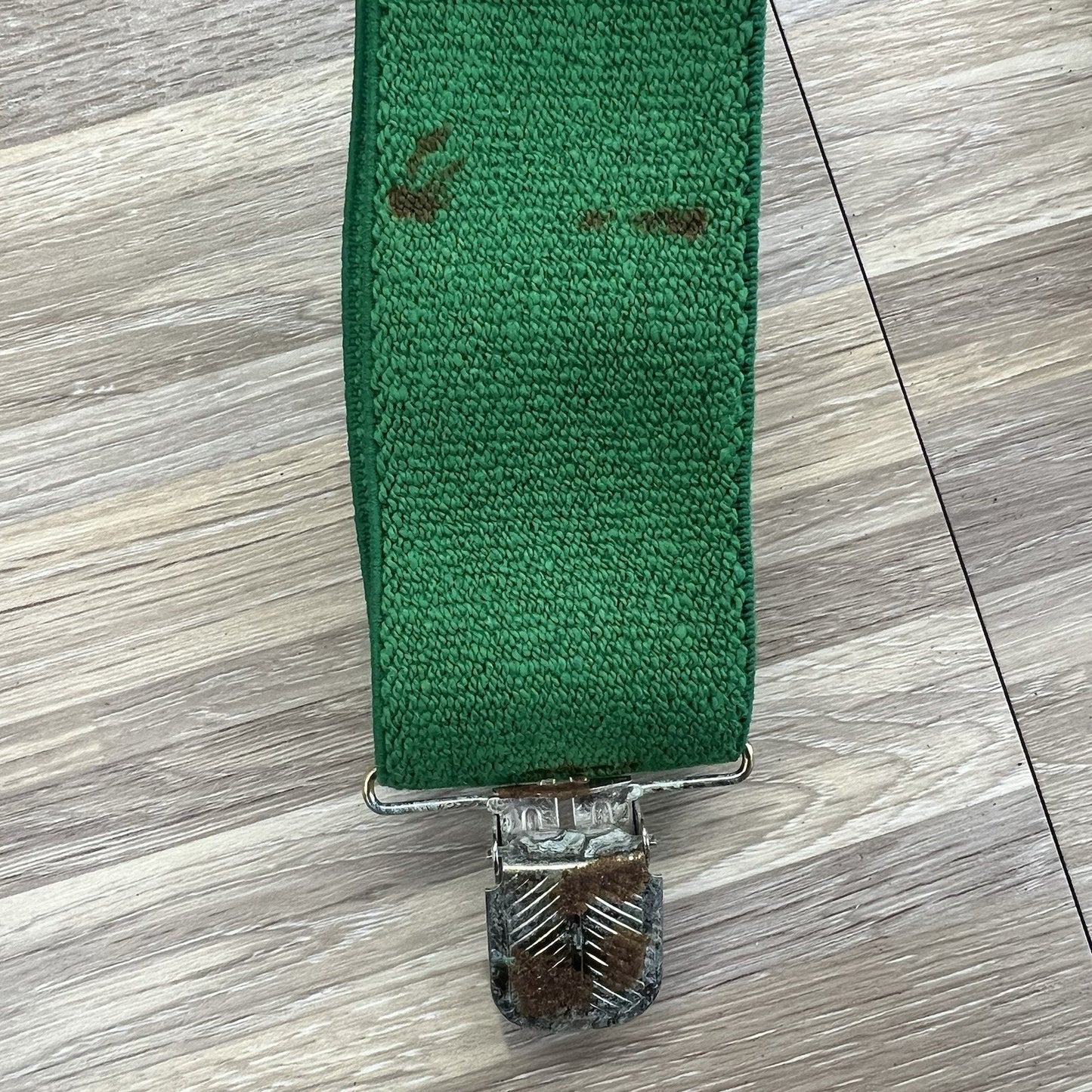 VTG Oregon Logging Suspenders Green Elastic Adjustable ROUGH Condition - JL394