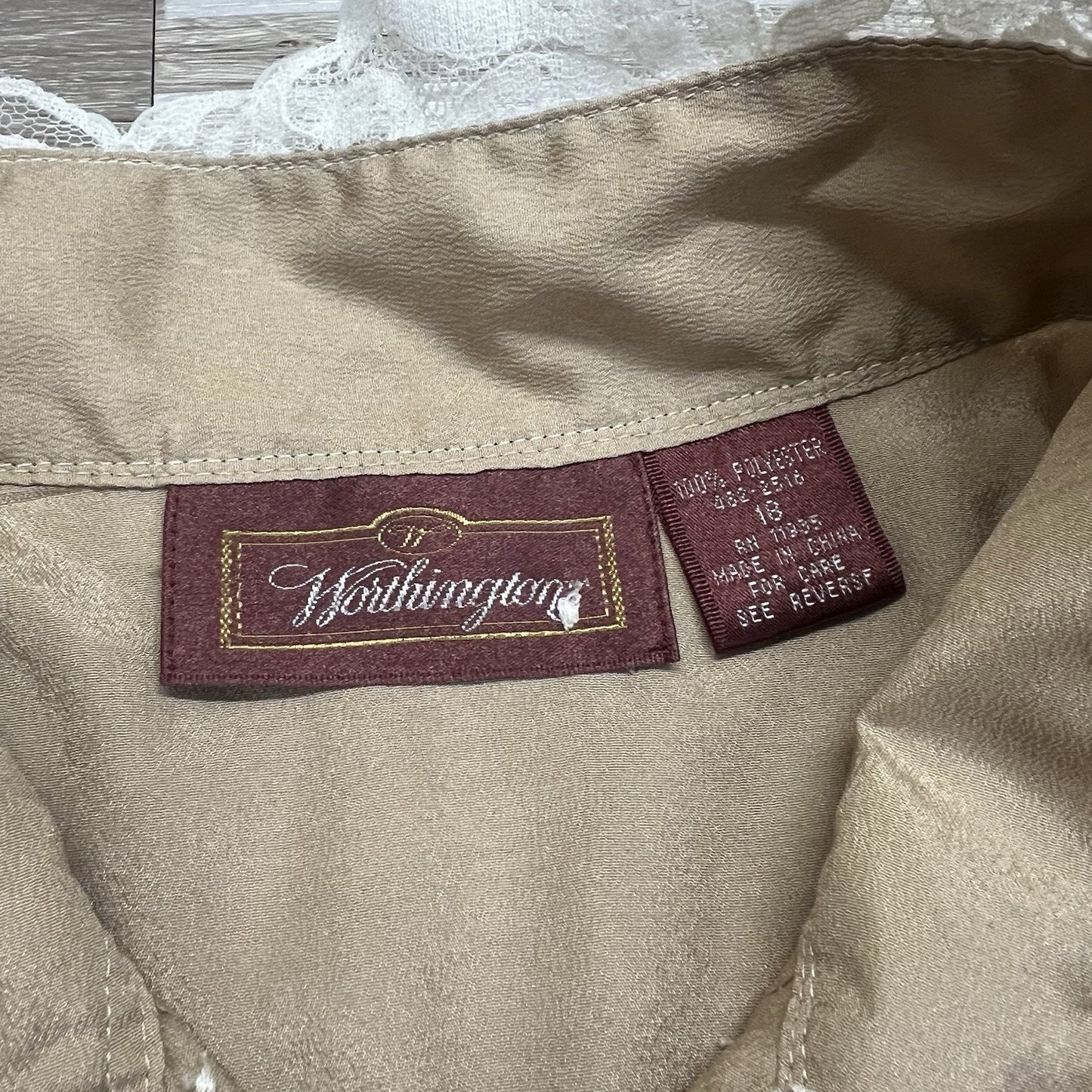 Vintage Worthington Poly Lace Blouse Pleated Size 18 M-L - A128