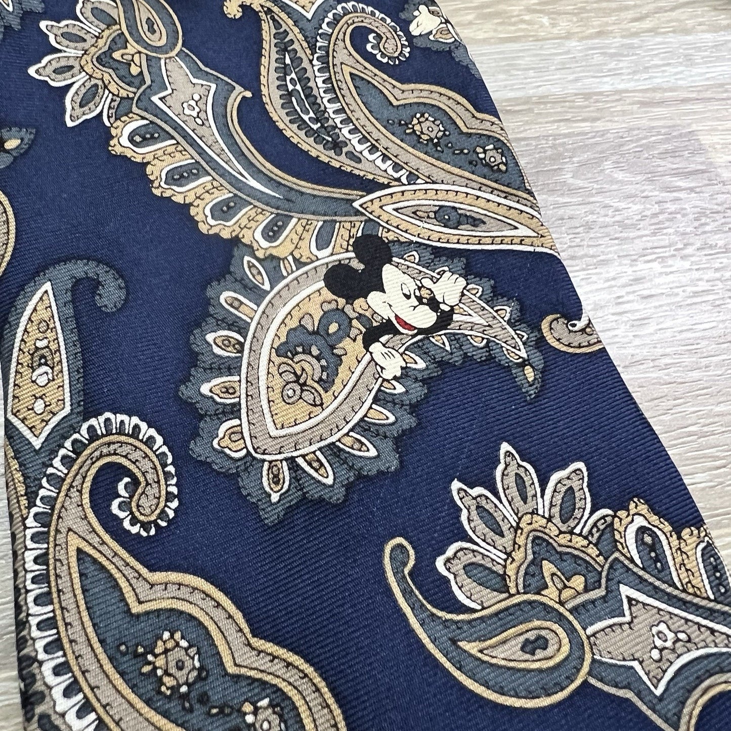 Balancine Tie Mickey Mouse Disney Paisley Silk 4 Vintage Blue Necktie - JL499