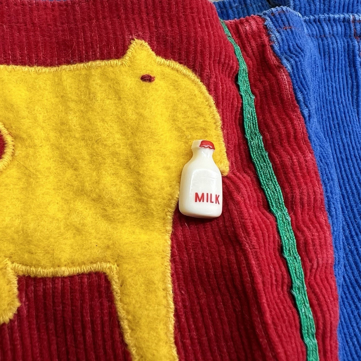 VTG Ruth Scharf Toddler Overalls Corduroy Milk Cow Size 3T - JN293