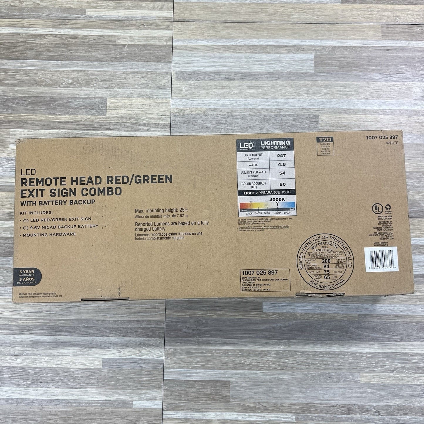 NEW Commercial Electric LED Exit Sign with Battery Backup Red Green - JL487