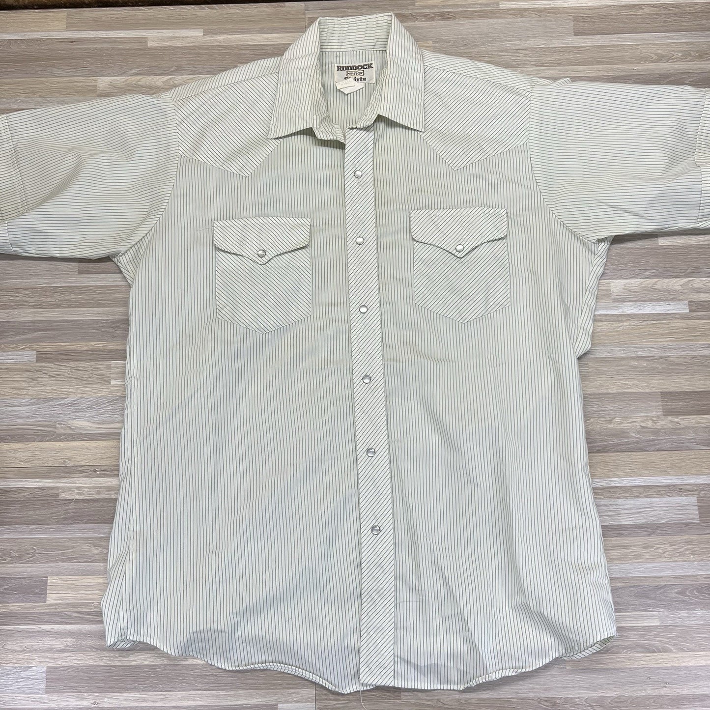 VTG Ruddock Pearl Snap Shirt 16.5 Extra Long Tail Western Short Sleeve - M201