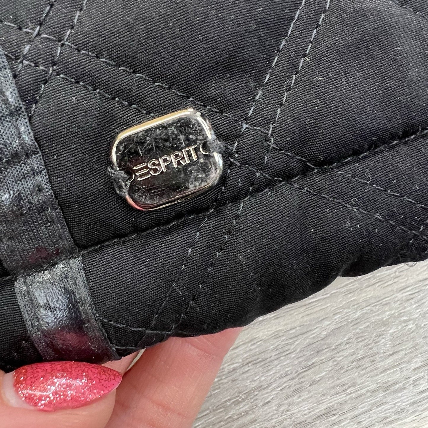 Vintage ESPIRIT Quilted Puffer Jacket Fur Fitted Size L/XL - M142