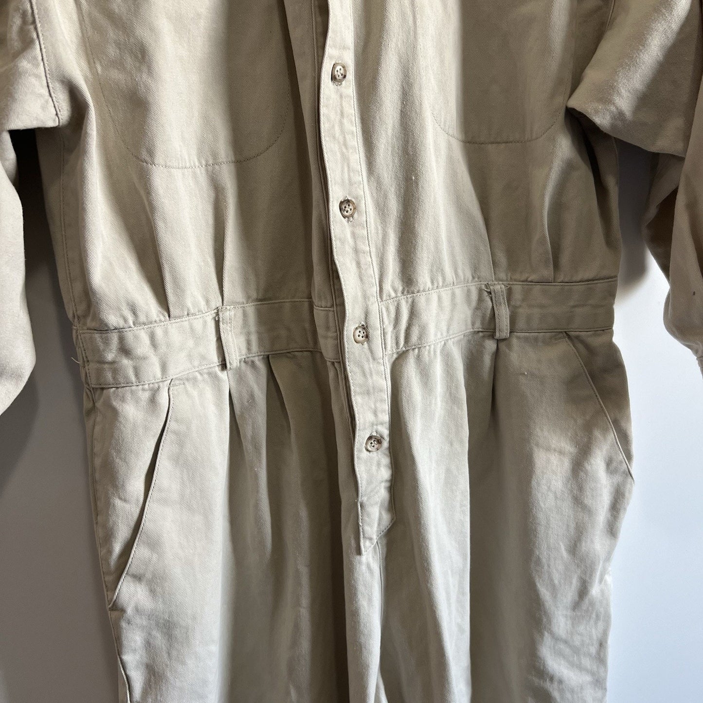 VTG Calvin Klein Sport Women's M Petite Jumpsuit Beige Cotton - 2S582