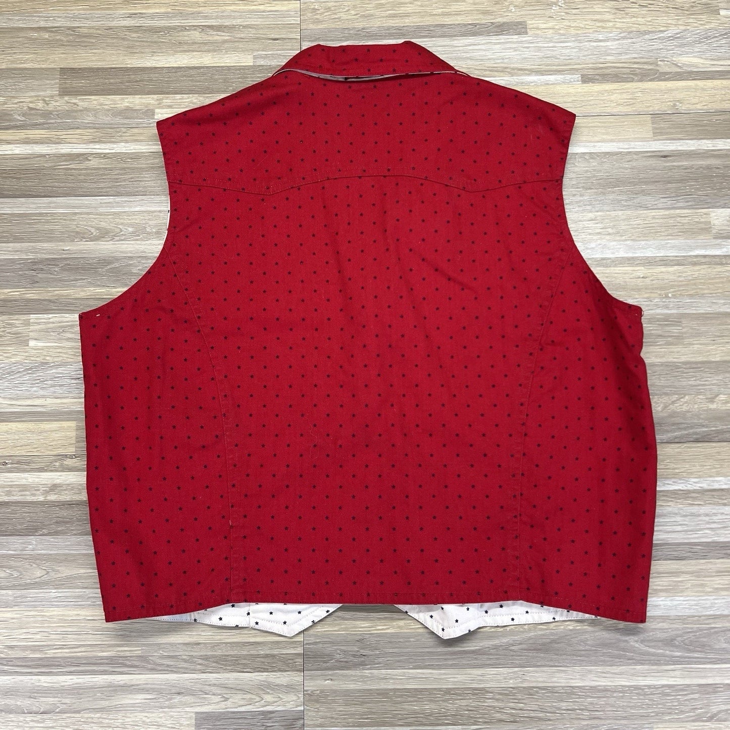 Vintage Wrangler Women’s Reversible Vest Red White Stars Fourth July Sz M - M197