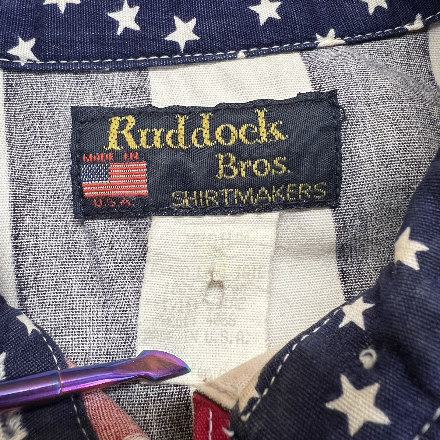 VTG Ruddock Western American Flag Button Up Shirt MADE IN USA Mens Size M - M196