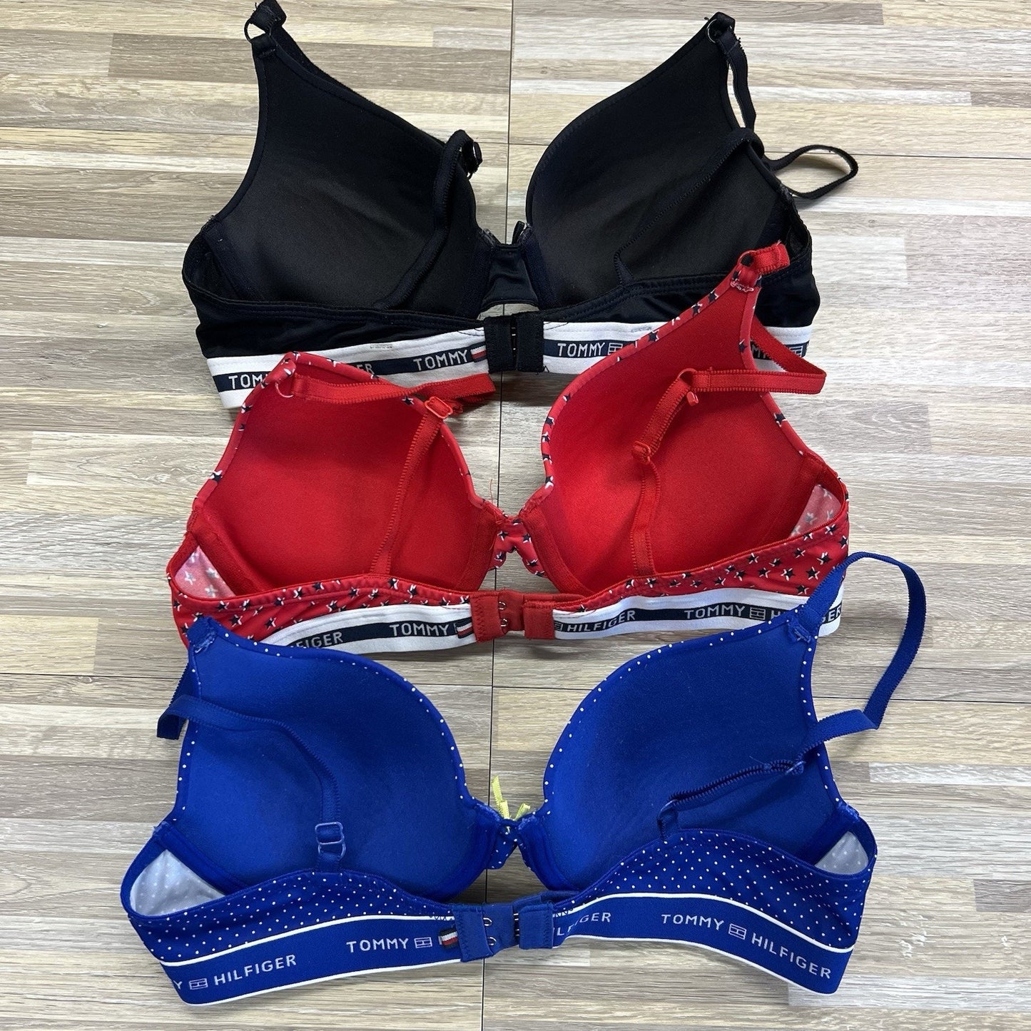 Set of 3 Tommy Hilfiger Bras 36B Micro Push Up Classic Tee Underwire - JL389