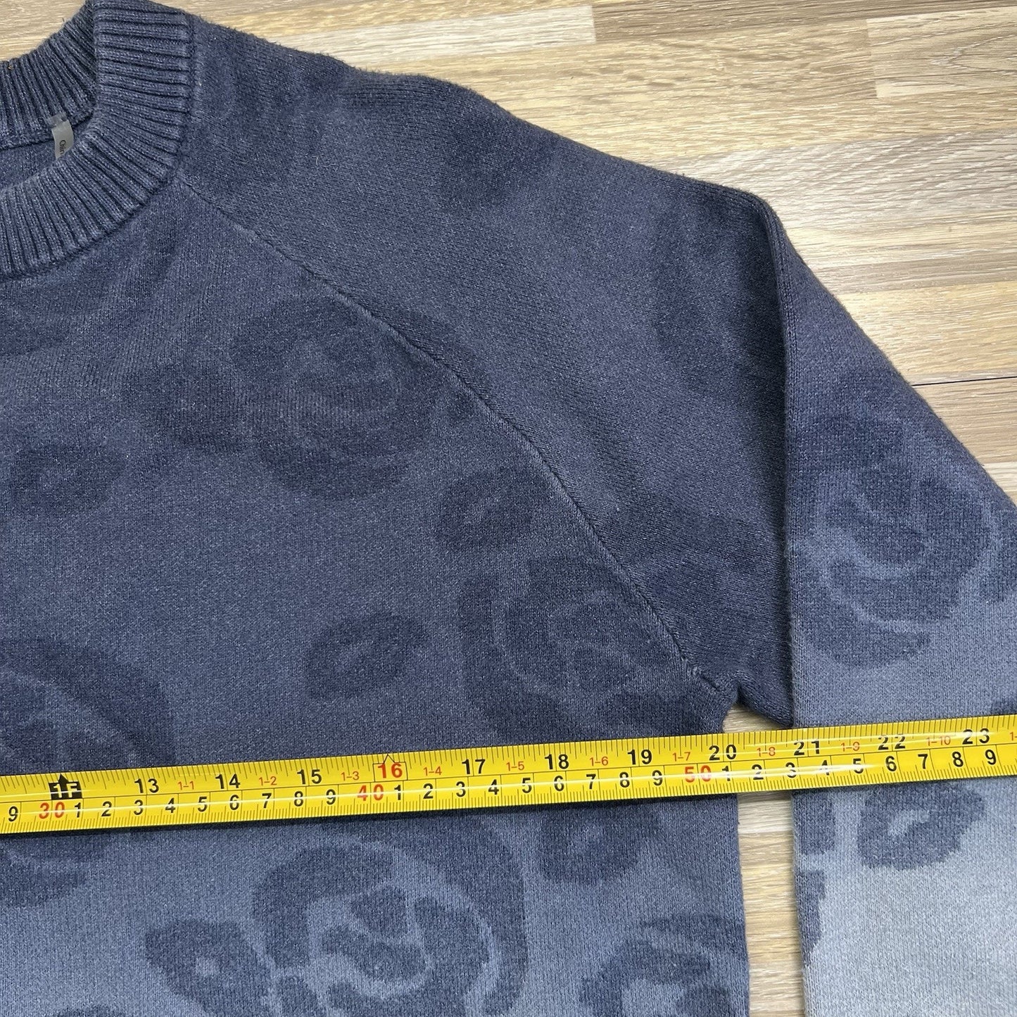 Kinross Cashmere Women's Ombré Blue Floral Sweater Size L - JL471