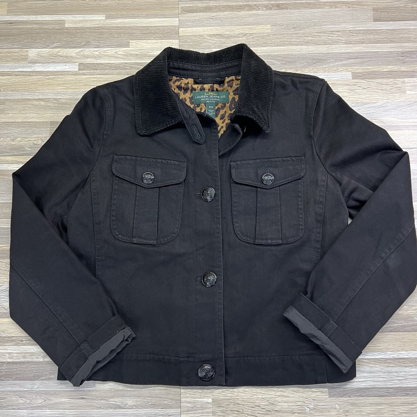 LRL Lauren Ralph Lauren Petite Women's Black Denim Jacket Size P/M - JN296