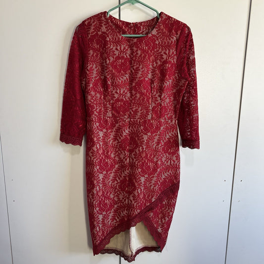 Musol Women’s Red Cocktail Dress Size Large Stretch - JL401