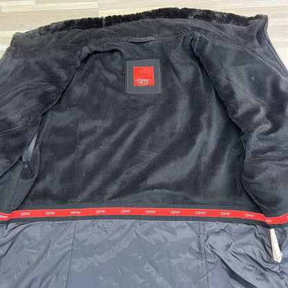 Vintage ESPIRIT Quilted Puffer Jacket Fur Fitted Size L/XL - M142