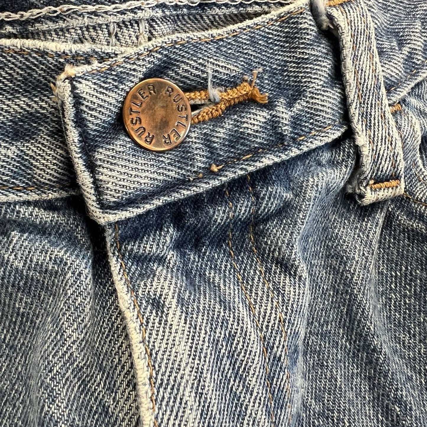 VTG Rustler Denim Blue Jeans 32X33 Workwear Naturally Distressed Cowboy - N683