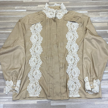 Vintage Worthington Poly Lace Blouse Pleated Size 18 M-L - A128