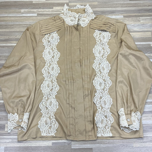 Vintage Worthington Poly Lace Blouse Pleated Size 18 M-L - A128