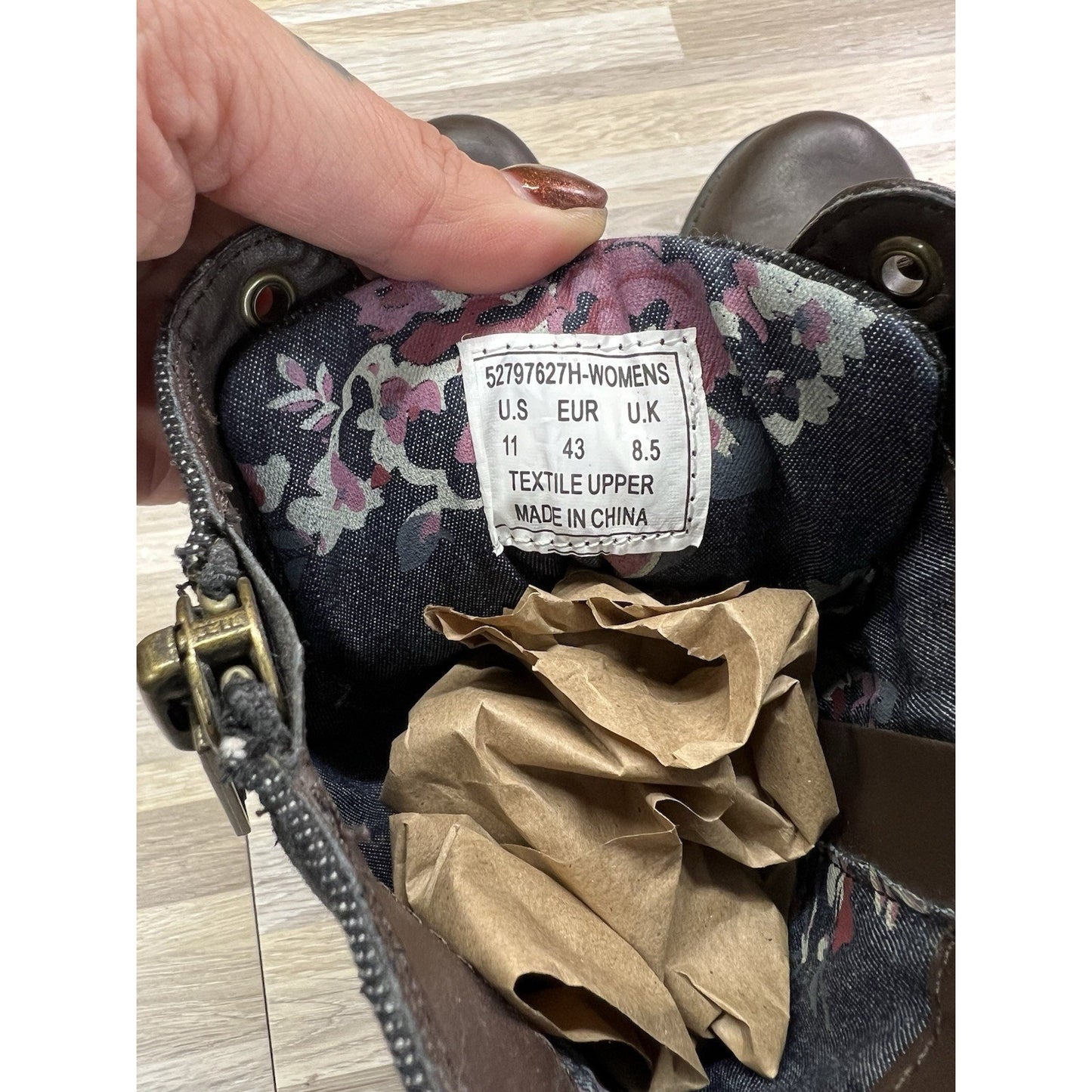 Levi's Boots Women Size 11 Denim Combat Style Lace Up Side Zip Shoe - 20D693