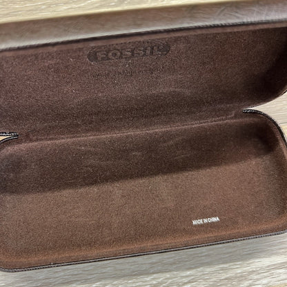 Fossil Sunglasses Case Brown Clamshell Hard Case Eyeglasses - JL490