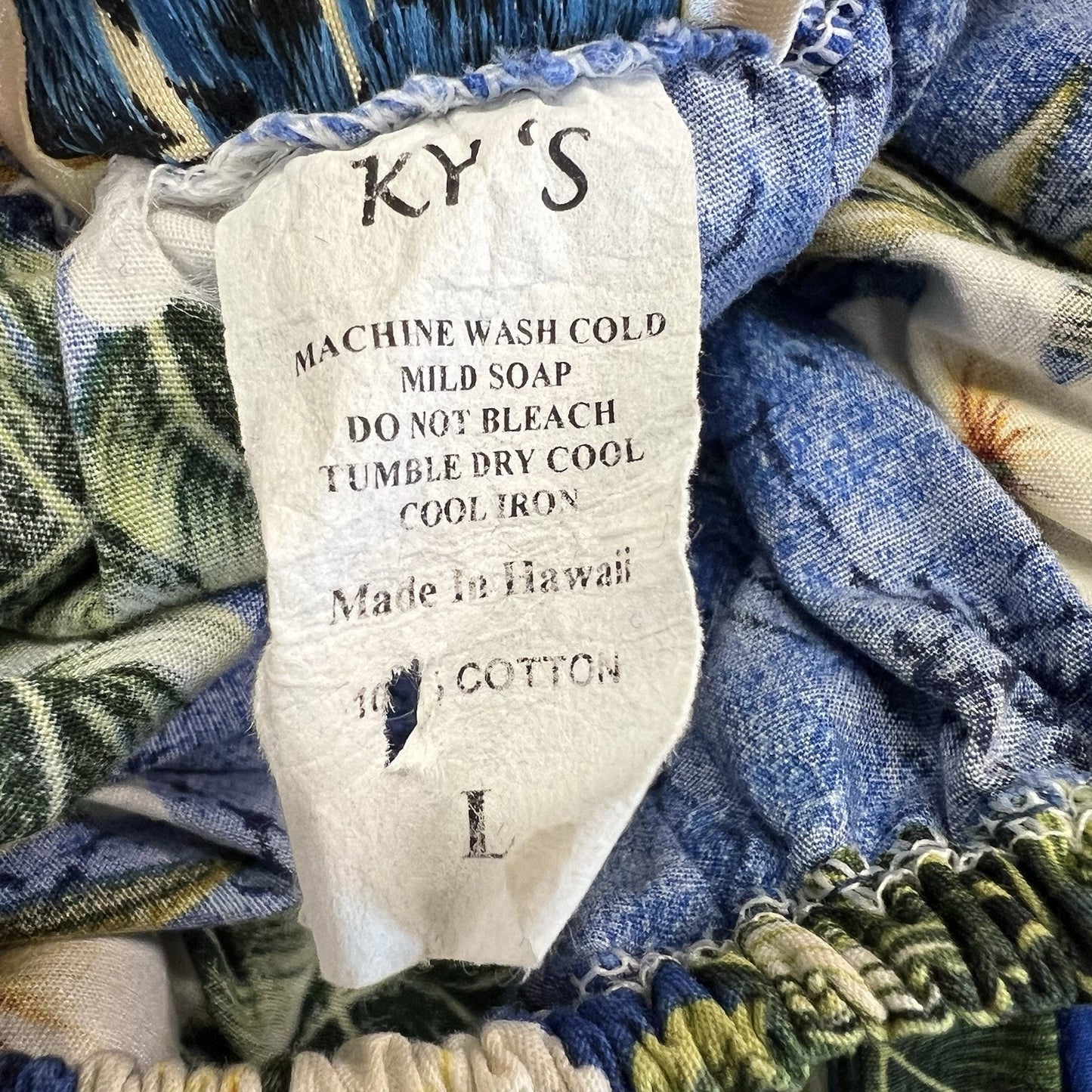 VTG Ky's Hawaiian Dress Made In Hawaii Ruffle Size L - JN309