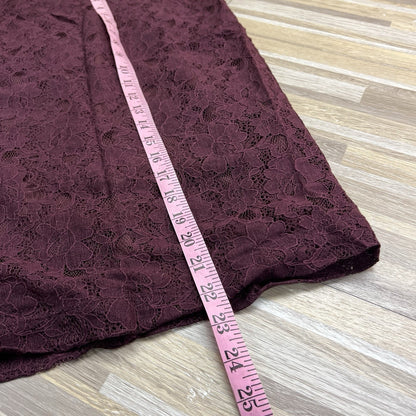 Banana Republic Pencil Skirt Maroon Lace Floral Size 6 - JN281