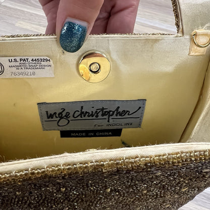 VTG Inge Christopher Indolink Gold Beaded Evening Bag Purse Clutch - 8S569