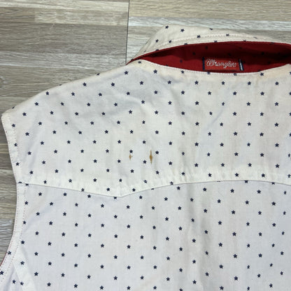 Vintage Wrangler Women’s Reversible Vest Red White Stars Fourth July Sz M - M197