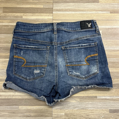 American Eagle Hi-Rise Shortie Denim Shorts Destroyed Size 6 28- JN278
