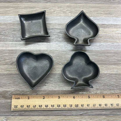 VTG Etain Pur Pewter Cards Suits Mini Ash Trays Hearts Clubs Diamond Spade 6N682