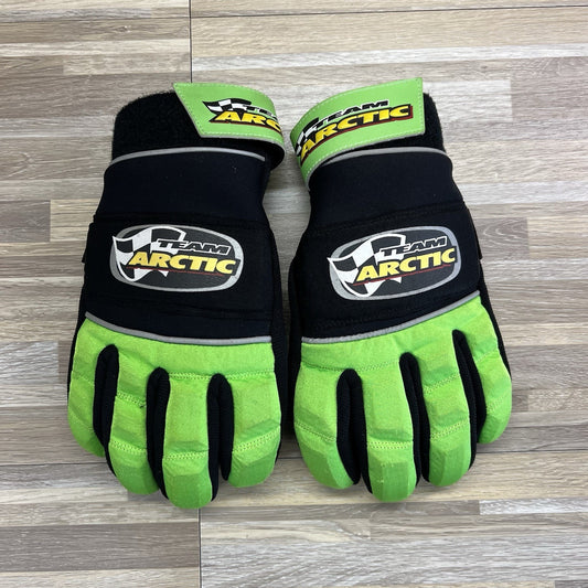 Team Arctic Snowmobile Gloves Size XL Thinsulate Black Green Hipora - JL483