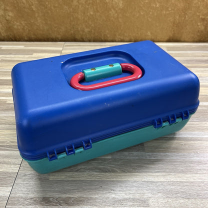 Vtg Caboodles Teal Blue Makeup Hair Storage Travel Train Case #2602 - 3D690