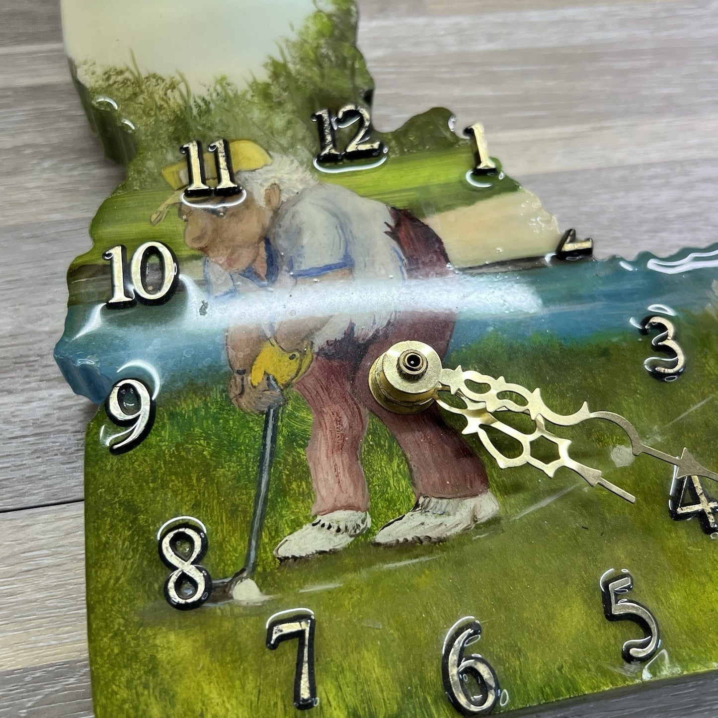 VTG Idaho Golf Clock Handmade In USA Quartz Wall Clock 10” Untested - 2O651
