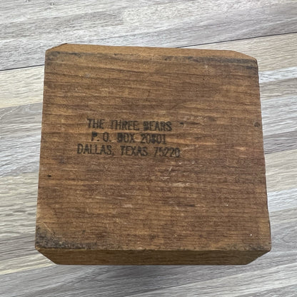 VTG 70s Koala Bear Candle Holder Wood Glass Three Bears Dallas Texas - 2S613