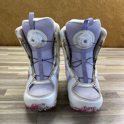 K2 Girls Snowboarding Boots Lil Kat White Purple *Fair Condition” Sz 11 - JN357