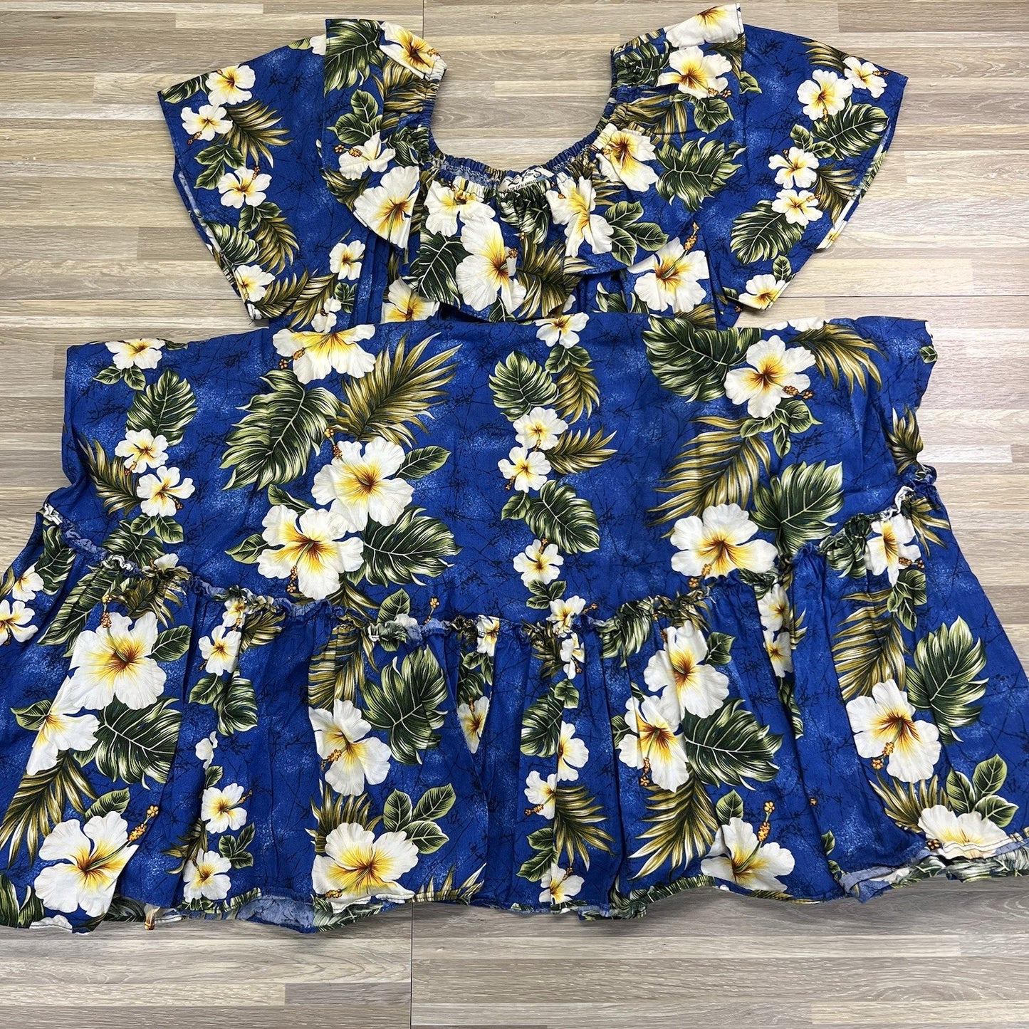VTG Ky's Hawaiian Dress Made In Hawaii Ruffle Size L - JN309
