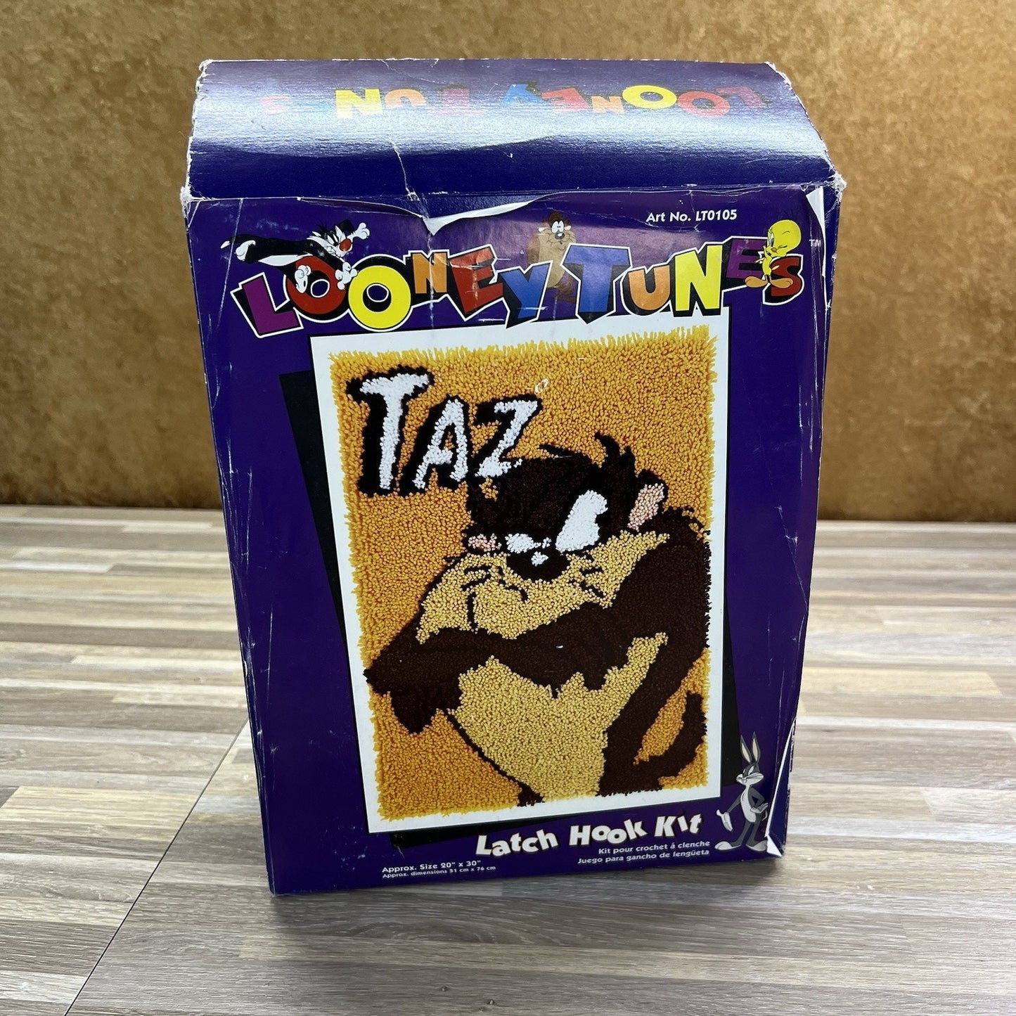 VTG Rare 1994 Caron LOONEY TUNES Taz Latch Hook Kit Huge 30" x 20" 90s - 5D725