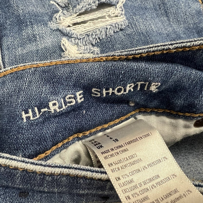 American Eagle Hi-Rise Shortie Denim Shorts Destroyed Size 6 28- JN278