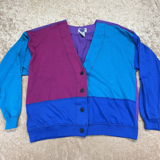 Vintage 62 East Patchwork Cardigan 90s Fashion Size Large