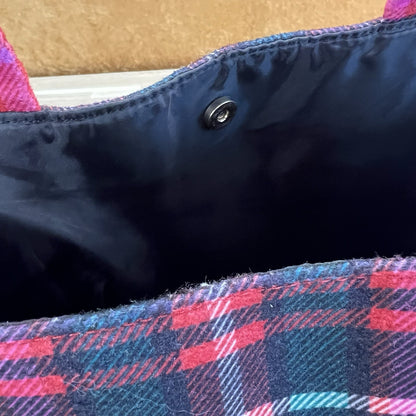 Victoria's Secret Flannel Sherpa Double Handle Tote Bag Red Plaid - JN324