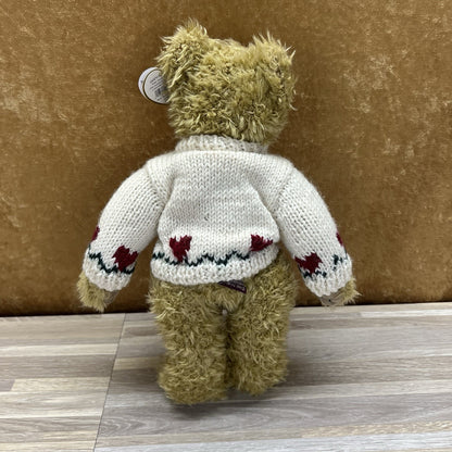 Vintage 1993 TY Bear W/Sweater Attic Treasures Collection Heartley Plush - M223