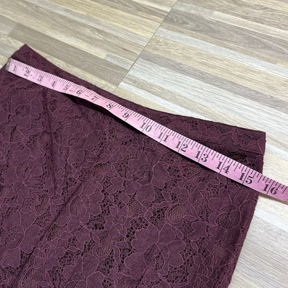 Banana Republic Pencil Skirt Maroon Lace Floral Size 6 - JN281