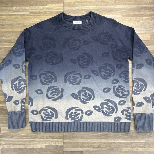 Kinross Cashmere Women's Ombré Blue Floral Sweater Size L - JL471
