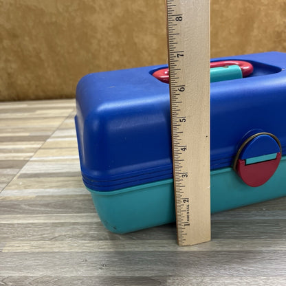 Vtg Caboodles Teal Blue Makeup Hair Storage Travel Train Case #2602 - 3D690