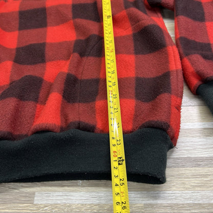 VTG Boss Buffalo Plaid Pullover Fleece Red Black Size Small - JL496