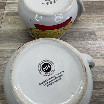 Set Of 2 - VTG Campbells Soup 1998 Houston Harvest Soup Bowls - JL502