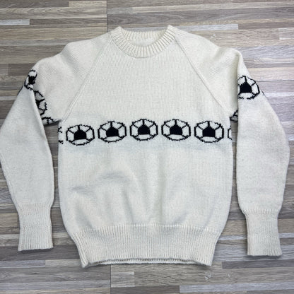 VTG Handmade Kids Soccer Ball Sweater 5T-6T Made In USA - 4S573