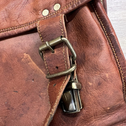 Komal's Passion Leather Messenger Bag Buckle Closure Vintage Brown - JL403