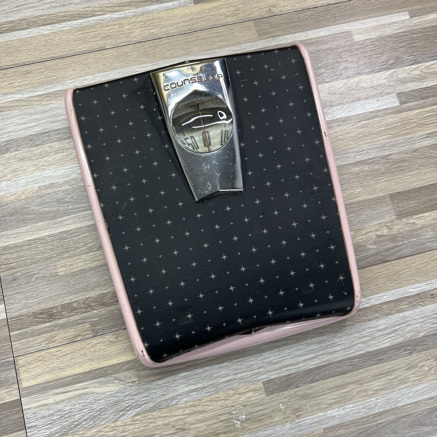 VTG Counselor Scale Pink With Stars MCM Vintage Bathroom Scale - 5D691