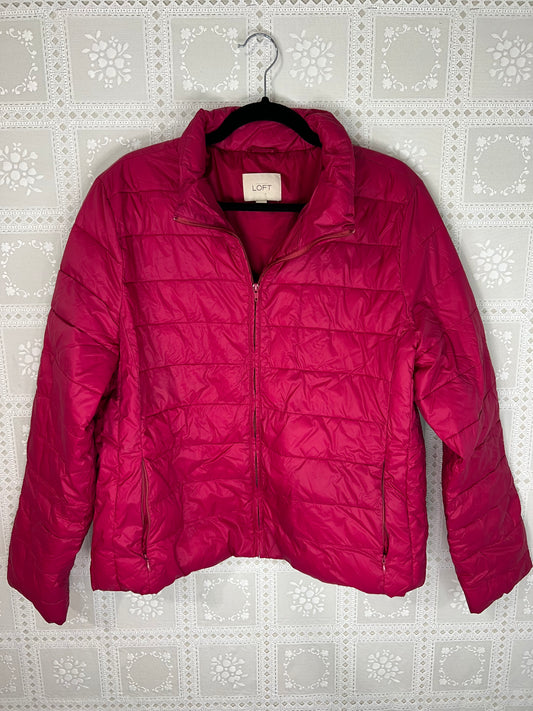 Ann Taylor LOFT pink puffer jacket size XL super soft