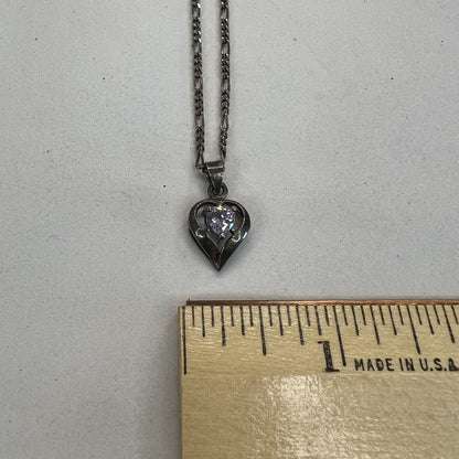 Vintage Silver 925 Italian Necklace Heart Pendant - M187