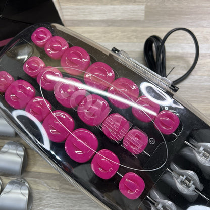 Conair Hot Clips 20 Curlers Flocked Velvet Hair Pink Set Barely Used - JL365