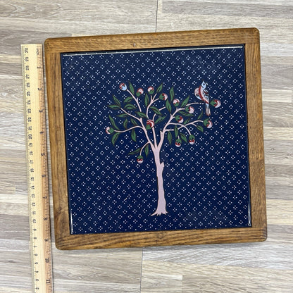 Vintage Framed Tile Art Bird of Peace And Tree 9” - A116