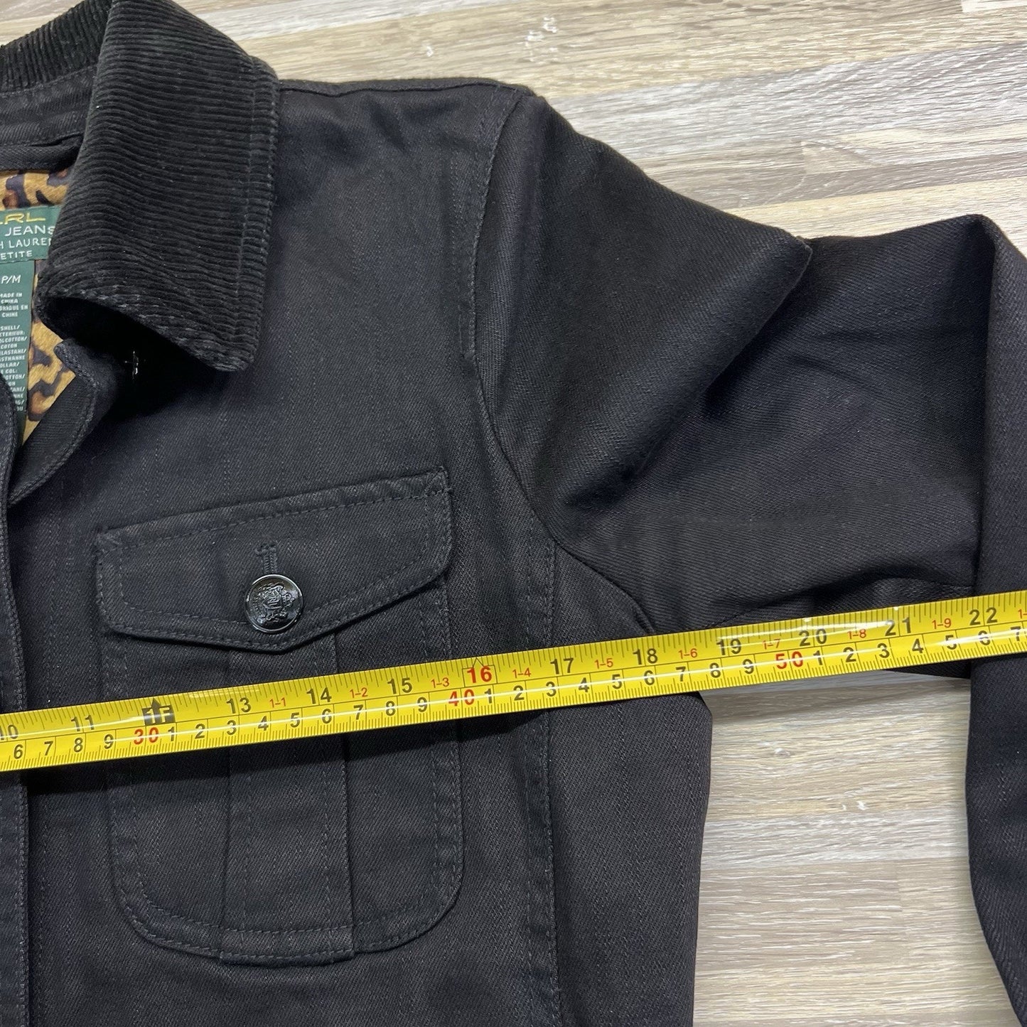 LRL Lauren Ralph Lauren Petite Women's Black Denim Jacket Size P/M - JN296